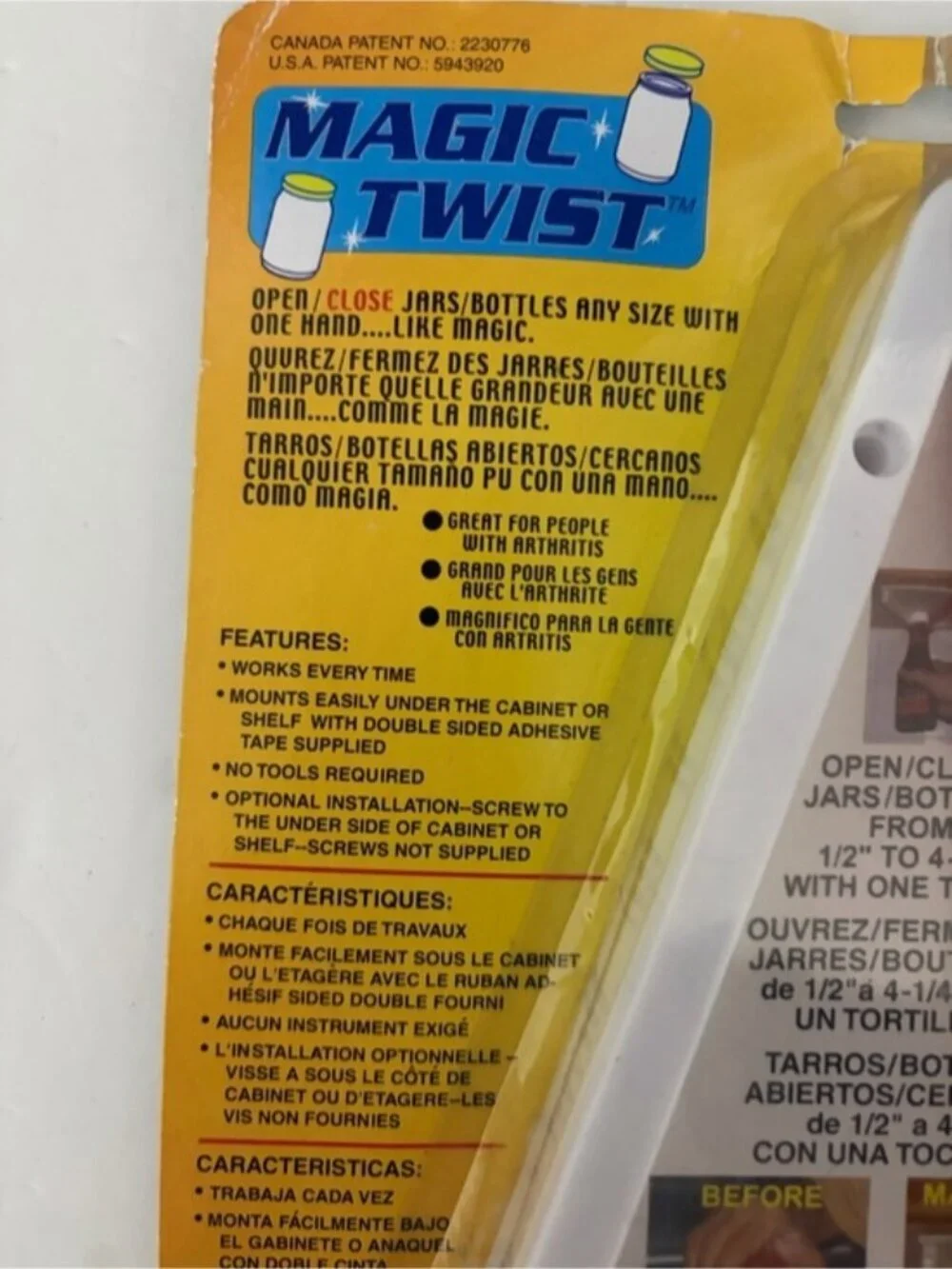 Magic Twist Jar Opener MT-100 Under Cabinet Bottle Opener Arthritis Aid